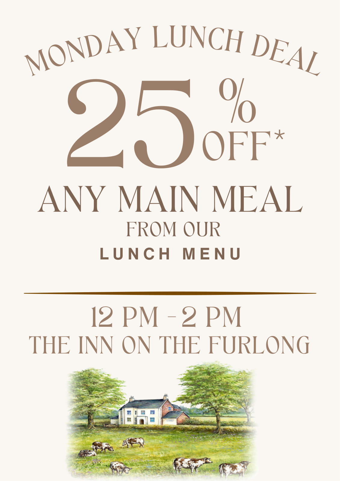 Monday 25 per cent off