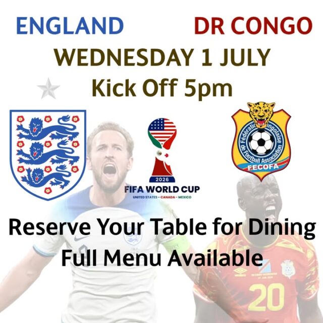 This Wednesday watch England v DR Congo in the Last 32 Stage of The World Cup here at The Inn On The Furlong . 

4 Outside TV's - 9 Internal TV's all in Surround Sound and Full HD

Reserve your Table for Dining - Full Menu Available