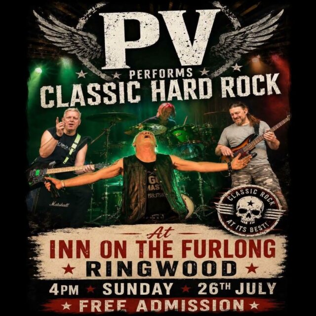 PV Hard Rock Band are back with us here at The Inn On The Furlong Ringwood this coming Sunday 23rd August!!

We had so much  fun we asked them back again and hopefully outside weather permitting! 4pm start.

Join us as live music is well and truly back here at The Inn On The Furlong  Ringwood.

 #furlongevents #furlongmusic