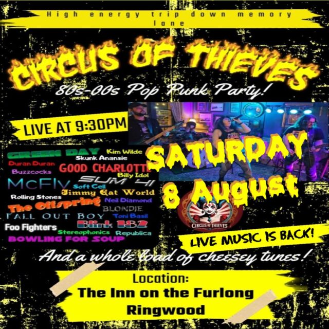 More LIVE Music THIS SATURDAY here at @tThe Inn On The Furlong Ringwood with Circus Of Thieves - Always a fabulous evening of fun and great music.

Join us from 9:30 until late 

 #furlongmusic #furlongevents