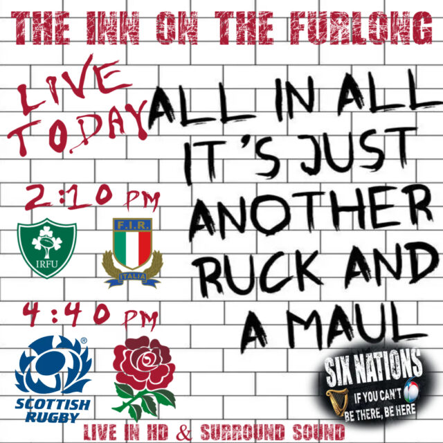 Where better to watch the Six Nations Rugby than with us here at @tThe Inn On The Furlong Ringwood. 

Ireland against Italy at 2:10pm and then Scotland take on England at 4:40pm

Scrum on down and watch the Six Nations with us here ... not on 1 screen but on TEN Screens in Full HD and Surround Sound.