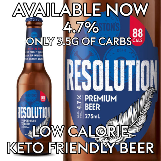 Looking for a Low Calorie, Keto friendly Beer? Now available here at The Inn On The Furlong Ringwood.

Marston's Resolution is highly keto-friendly, featuring only 3.5g of carbohydrates and roughly 88 calories per 275ml bottle. It is a 4.7% ABV premium beer, double-fermented to remove almost all sugar