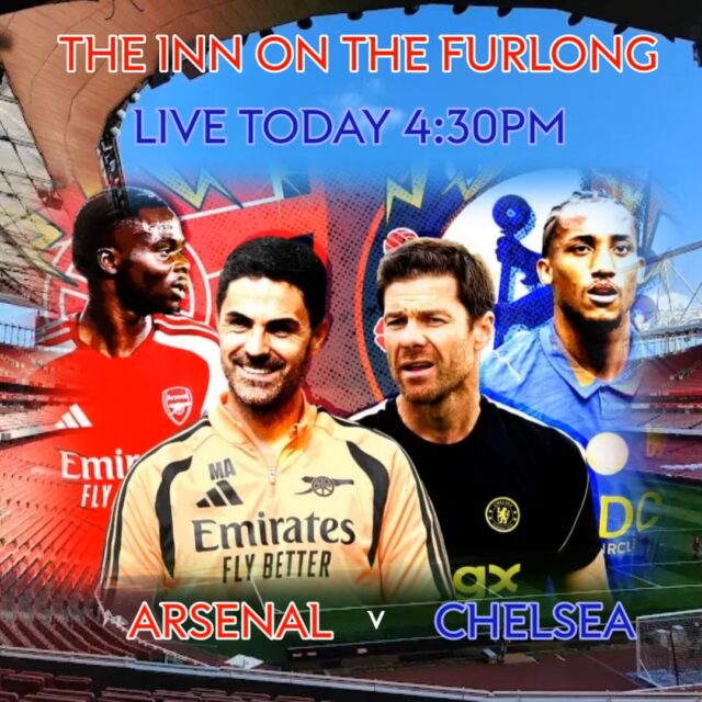 LIVE TODAY at The Inn On The Furlong Ringwood enjoy one of our home cooked Sunday Roast's before the big game at 4:30pm

ARSENAL v CHELSEA

Showing LIVE across multiple Large Screen TV's Inside & OUTSIDE in Surround Sound and FULL HD!

#furlongsports #furlongevents