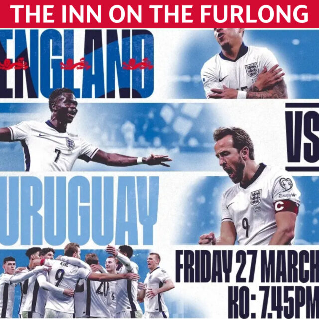 Watch England's journey to The World Cup with us at The Inn On The Furlong ... LIVE TONIGHT

7:45 Kick off England v Uruguay

10 Screens - Full HD and Surround Sound. Ringwood's #1 Venue for Sport